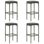 9-tlg. Gartenbar-Set mit Kissen Poly Rattan Grau