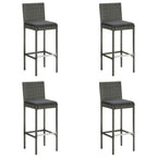 5-tlg. Gartenbar-Set mit Kissen Poly Rattan Grau
