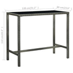 5-tlg. Gartenbar-Set mit Kissen Poly Rattan Grau