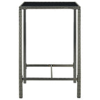 3-tlg. Gartenbar-Set Poly Rattan Grau