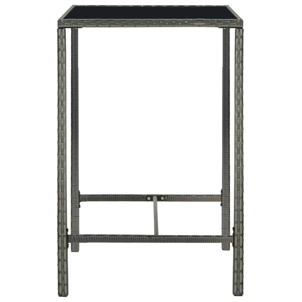 3-tlg. Gartenbar-Set Poly Rattan Grau