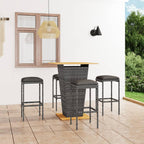 5-tlg. Gartenbar-Set mit Kissen Poly Rattan Grau