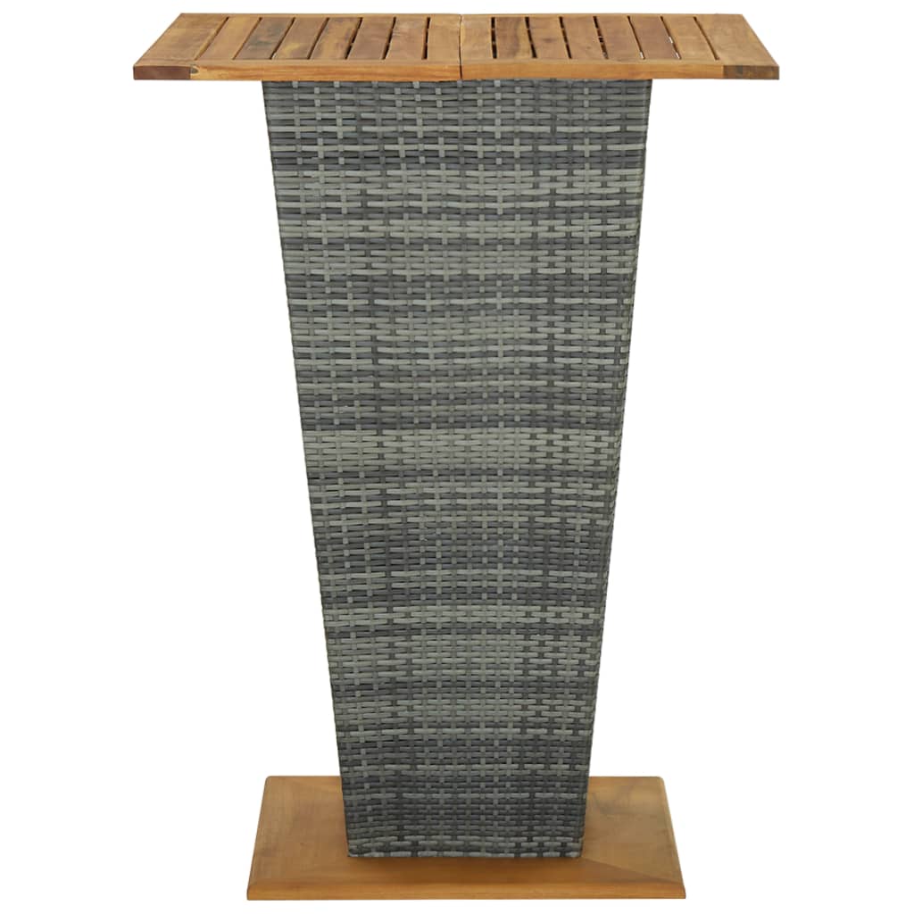 9-tlg. Gartenbar-Set mit Kissen Poly Rattan Grau
