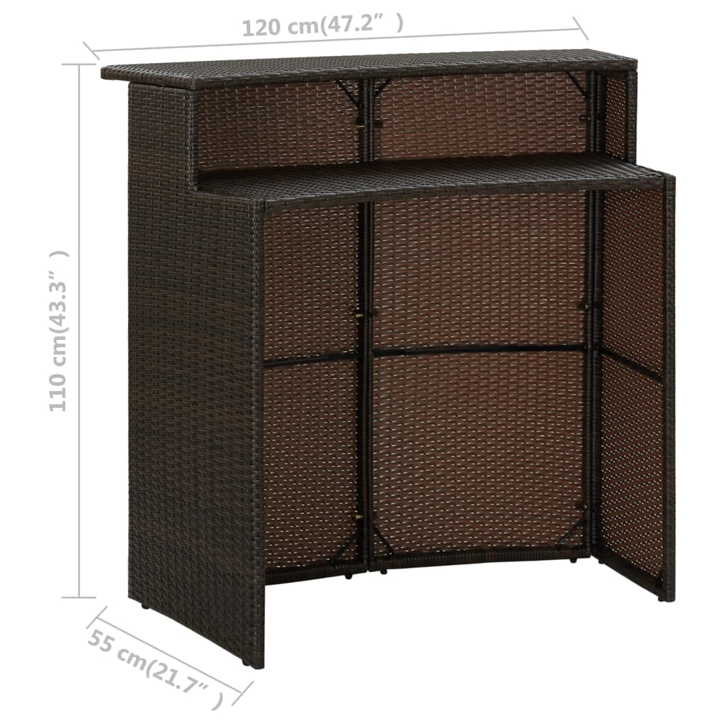 4-tlg. Gartenbar-Set mit Kissen Braun