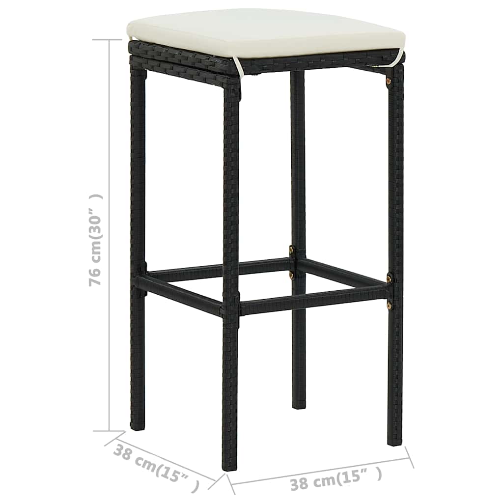 4-tlg. Gartenbar-Set mit Kissen Schwarz