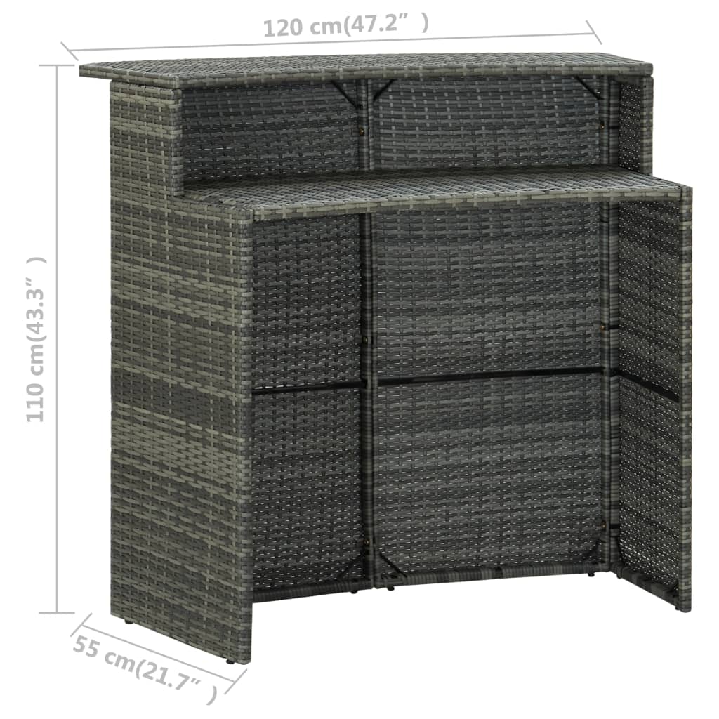 4-tlg. Gartenbar-Set mit Kissen Grau