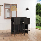 3-tlg. Gartenbar-Set mit Kissen Schwarz