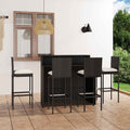 5-tlg. Gartenbar-Set mit Kissen Schwarz