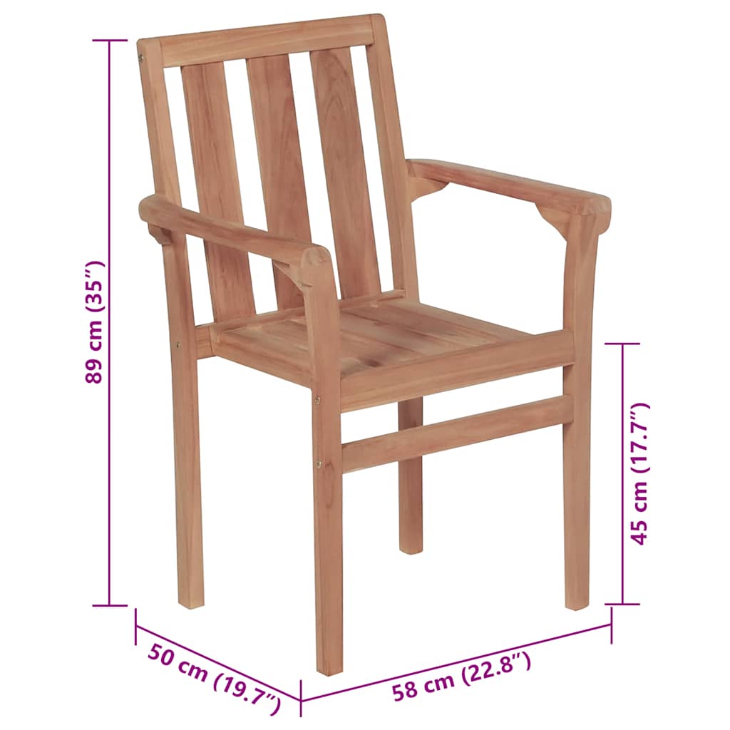 Gartenstühle 2 Stk. mit Roten Kissen Teak Massivholz