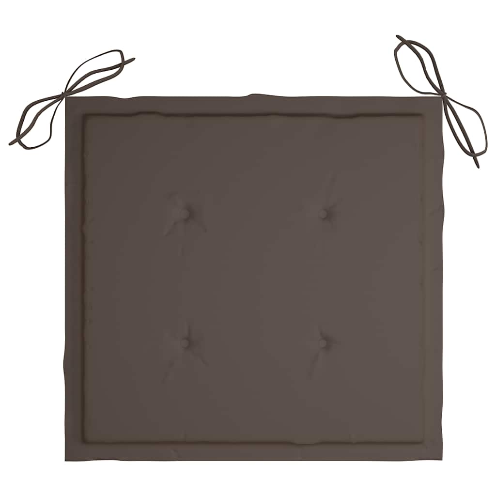 Gartenstühle 2 Stk. mit Taupe Kissen Teak Massivholz