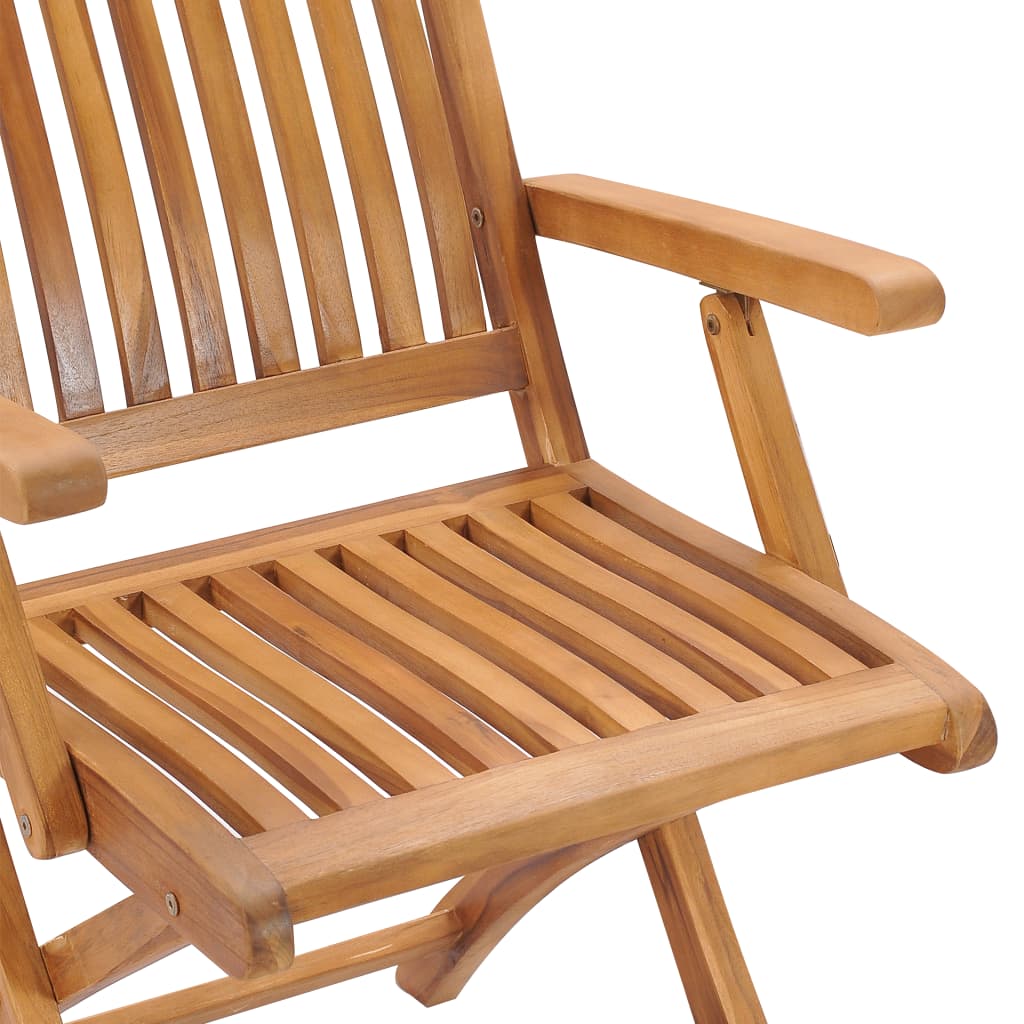 Gartenstühle 2 Stk. Graue Karomuster-Kissen Massivholz Teak