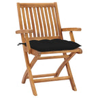 Gartenstühle 2 Stk. mit Schwarzen Kissen Massivholz Teak