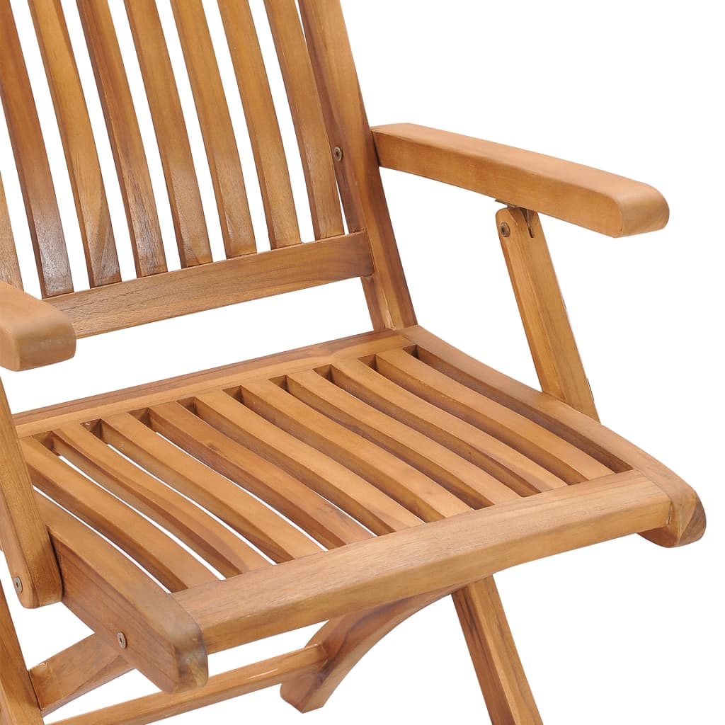 Gartenstühle 2 Stk. mit Hellgrünen Kissen Massivholz Teak