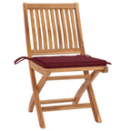Gartenstühle 2 Stk. mit Weinroten Kissen Teak Massivholz