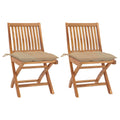 Gartenstühle 2 Stk. mit Beige Kissen Massivholz Teak