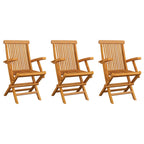 Gartenstühle mit Anthrazit Kissen 3 Stk. Massivholz Teak