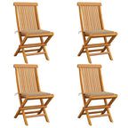 Gartenstühle mit Beige Kissen 4 Stk. Teak Massivholz
