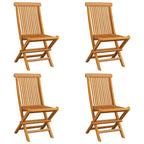 Gartenstühle mit Roten Kissen 4 Stk. Massivholz Teak