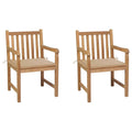 Gartenstühle 2 Stk. mit Beige Kissen Massivholz Teak