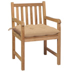Gartenstühle 2 Stk. mit Beige Kissen Massivholz Teak