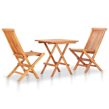 3-tlg. Bistro-Set mit Anthrazit Kissen Massivholz Teak