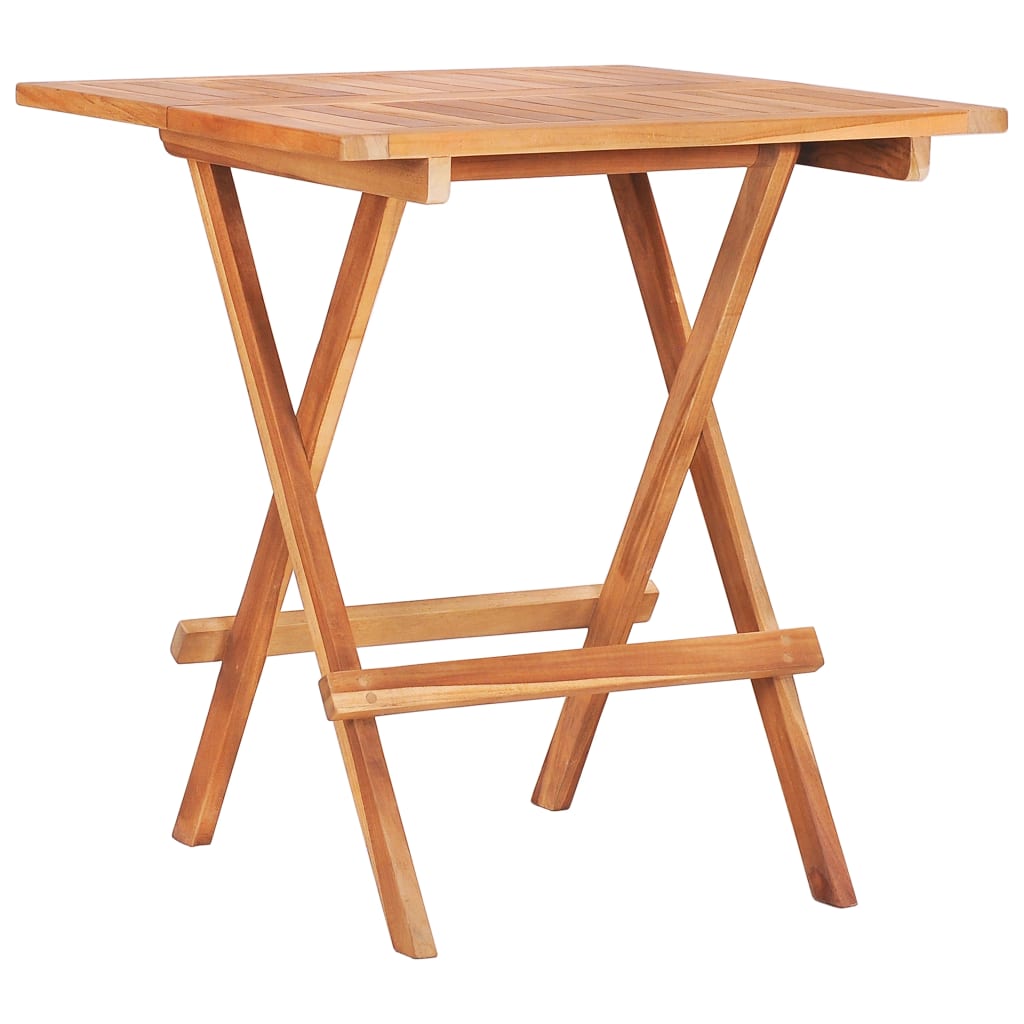 3-tlg. Bistro-Set mit Cremeweißen Kissen Massivholz Teak