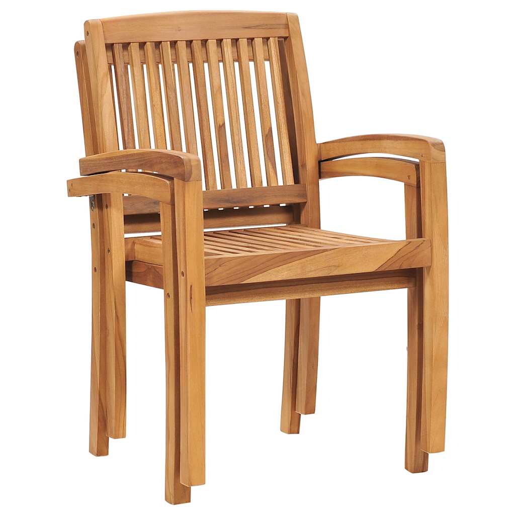 Gartenstühle 2 Stk. mit Schwarzen Kissen Massivholz Teak