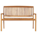 Stapelbare Gartenbank mit Auflage 128,5 cm Massivholz Teak