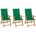 Klappbare Gartenstühle 3 Stk. mit Auflagen Massivholz Akazie