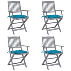 Klappbare Gartenstühle 4 Stk. mit Kissen Massivholz Akazie