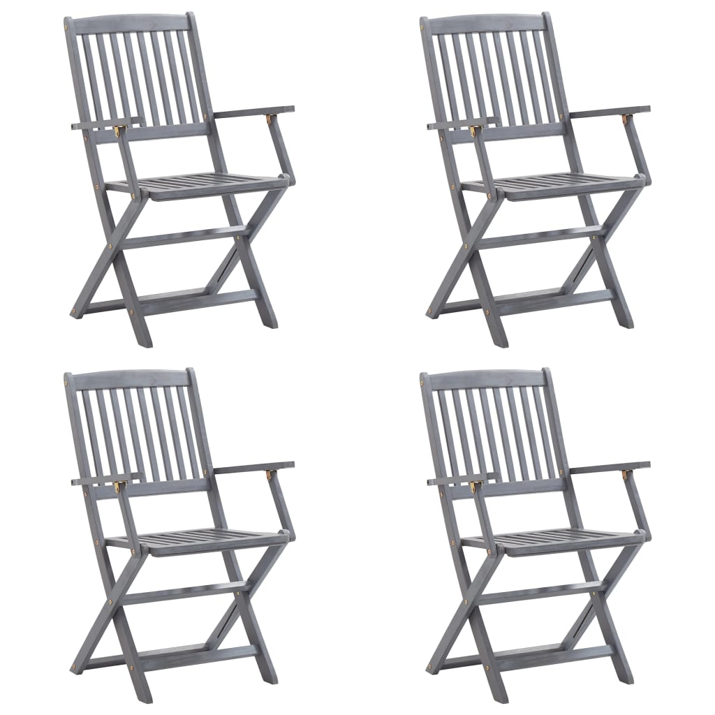Klappbare Gartenstühle 4 Stk. mit Kissen Massivholz Akazie