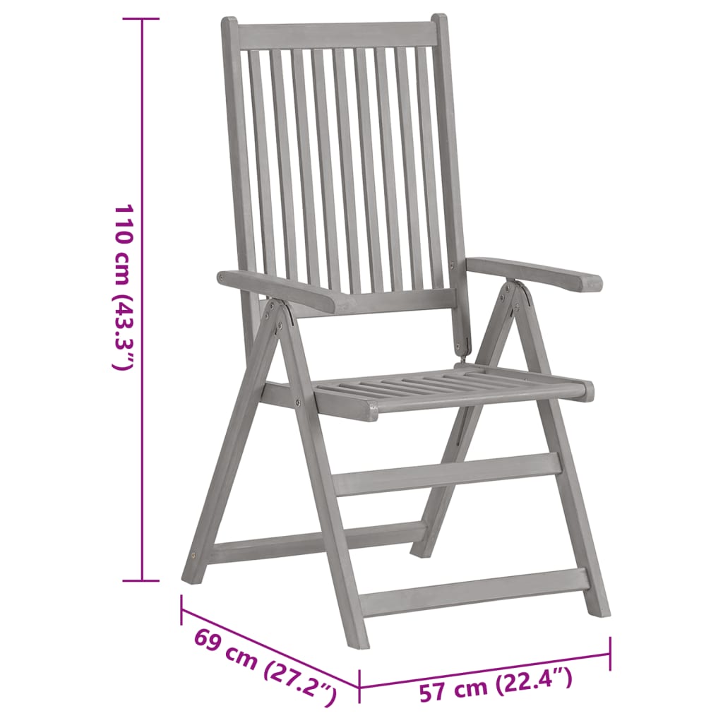 Verstellbare Gartenstühle 3 Stk. mit Auflagen Massivholz Akazie