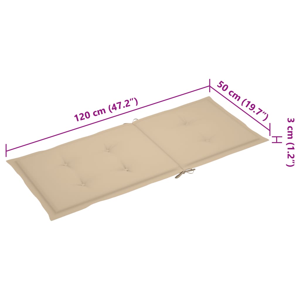 Verstellbare Gartenstühle 3 Stk. mit Auflagen Massivholz Akazie