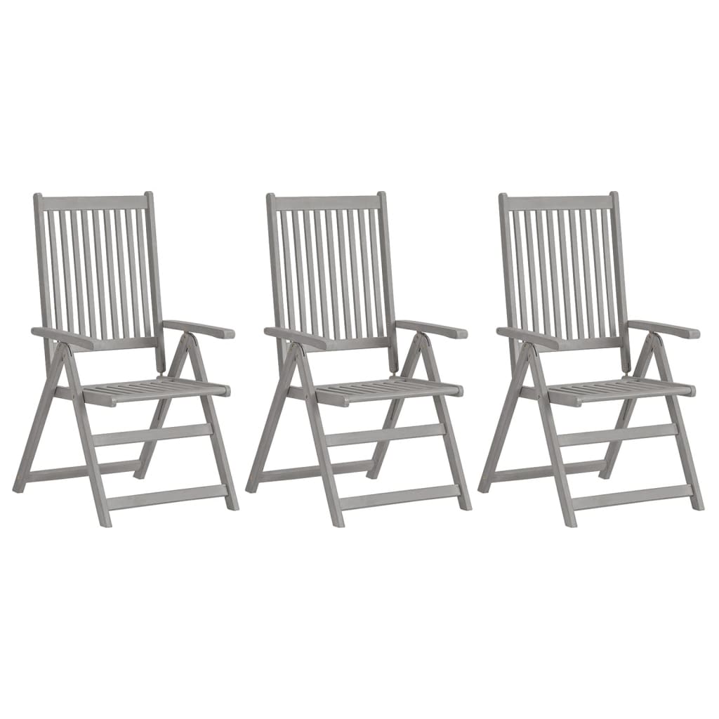 Verstellbare Gartenstühle 3 Stk. mit Auflagen Massivholz Akazie