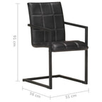 Freischwinger 6 Stk. Schwarz Echtleder