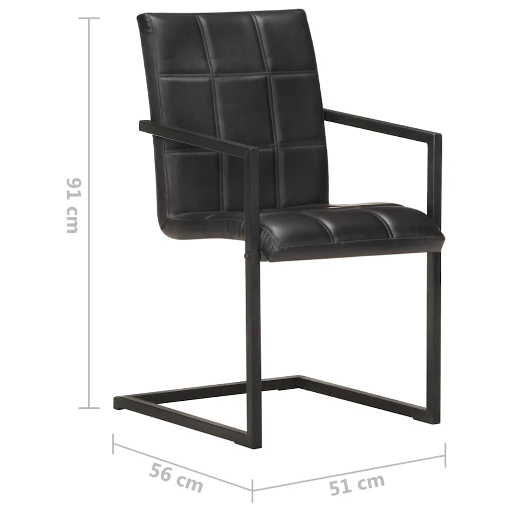 Freischwinger 6 Stk. Schwarz Echtleder