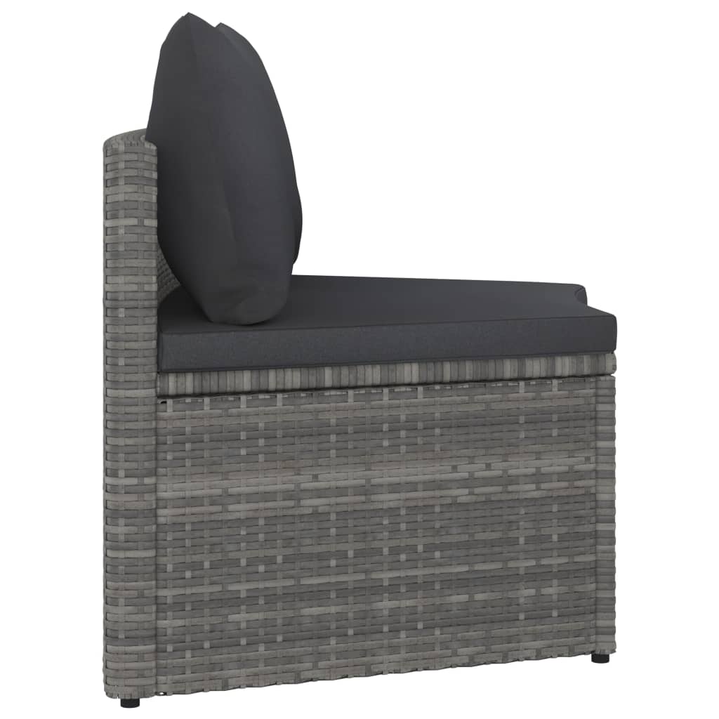 6-tlg. Garten-Sofagarnitur mit Auflagen Poly Rattan Grau