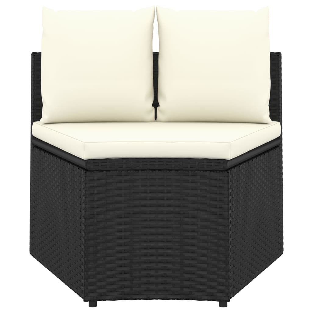 9-tlg. Garten-Sofagarnitur mit Auflagen Poly Rattan Schwarz