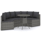 5-tlg. Garten-Sofagarnitur mit Auflagen Poly Rattan Grau