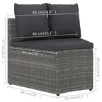 5-tlg. Garten-Sofagarnitur mit Auflagen Poly Rattan Grau
