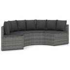 4-tlg. Garten-Sofagarnitur mit Auflagen Poly Rattan Grau