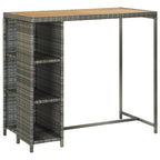 5-tlg. Gartenbar-Set mit Kissen Poly Rattan Grau