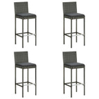 5-tlg. Gartenbar-Set mit Kissen Poly Rattan Grau