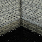 8-tlg. Gartenbar-Set mit Kissen Poly Rattan Grau