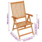 Gartenstühle 4 Stk. mit Schwarzen Kissen Massivholz Teak