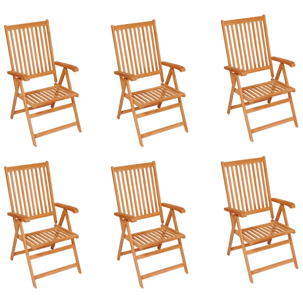 Gartenstühle 6 Stk. mit Creme Kissen Massivholz Teak