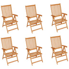 Gartenstühle 6 Stk. mit Grünen Kissen Massivholz Teak