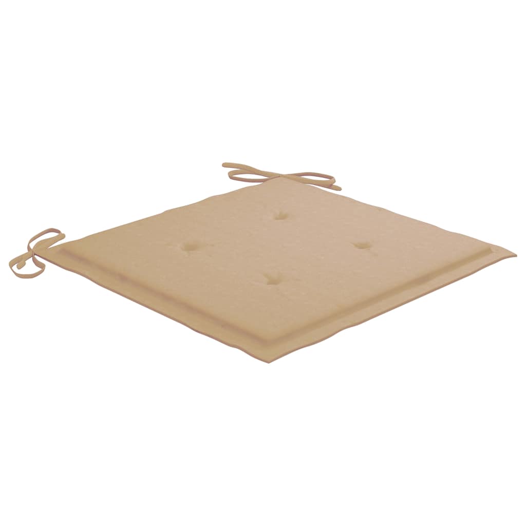 Gartenstühle mit Beige Kissen 4 Stk. Massivholz Teak