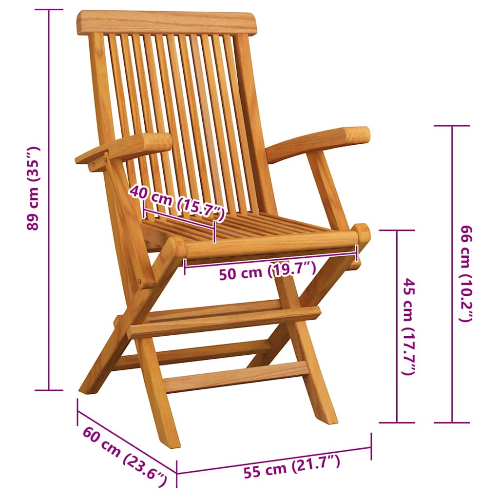 Gartenstühle mit Schwarzen Kissen 4 Stk. Massivholz Teak
