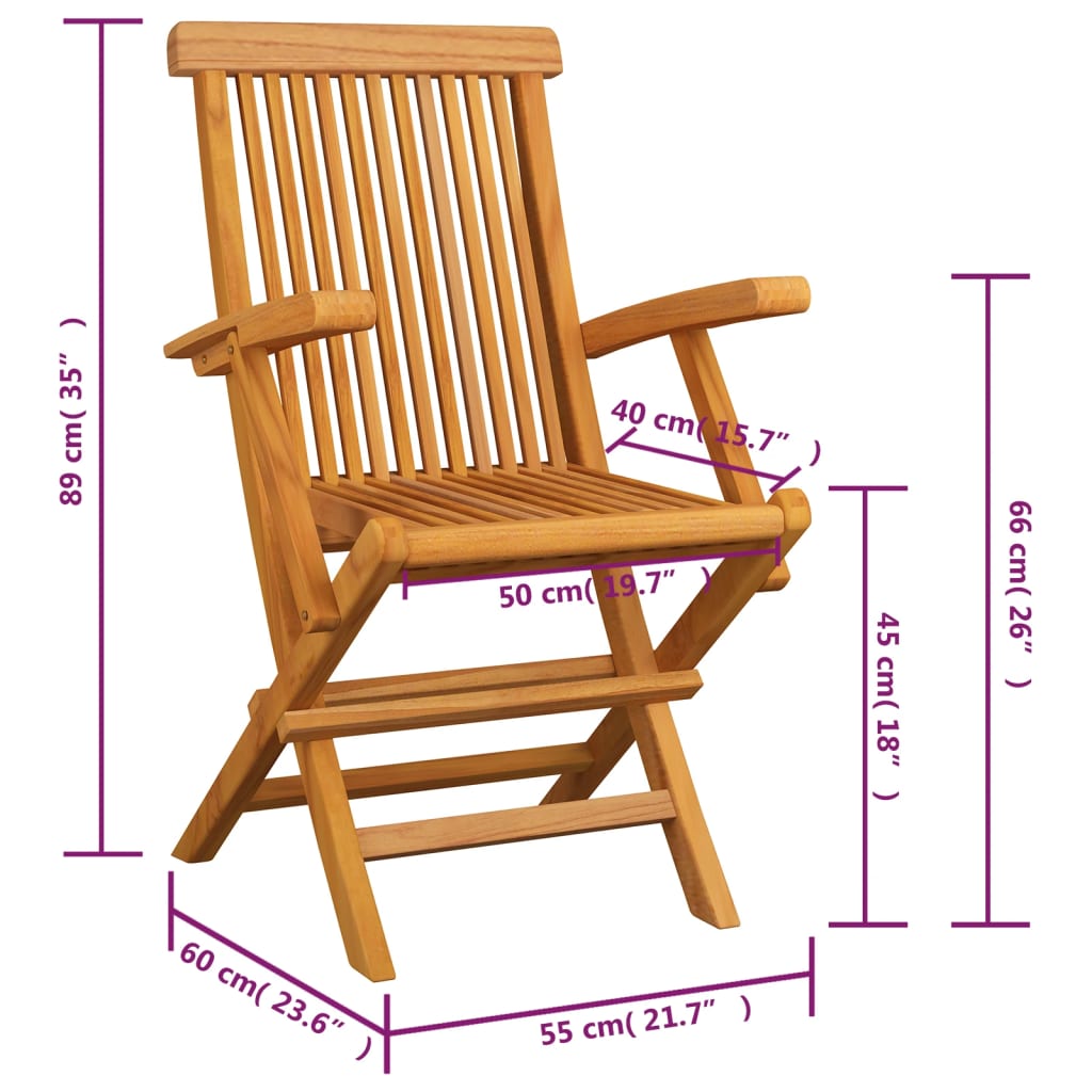 Gartenstühle mit Königsblauen Kissen 4 Stk. Massivholz Teak